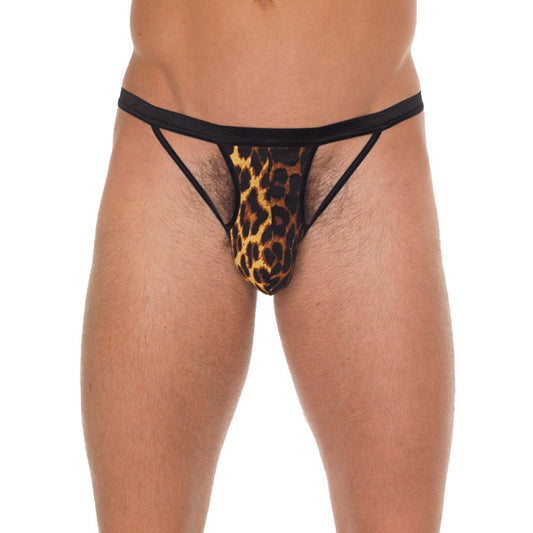 Black G-String With Animal Print Pouch 1