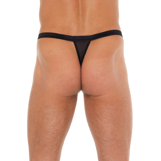 Black G-String With Animal Print Pouch 2