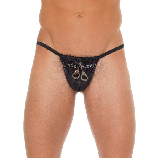 Black G-String With Handcuff Pouch 1