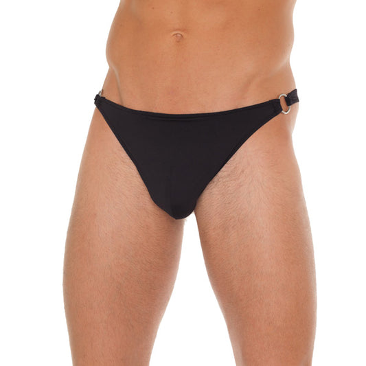 Black G-String With Metal Hoop Connectors 1