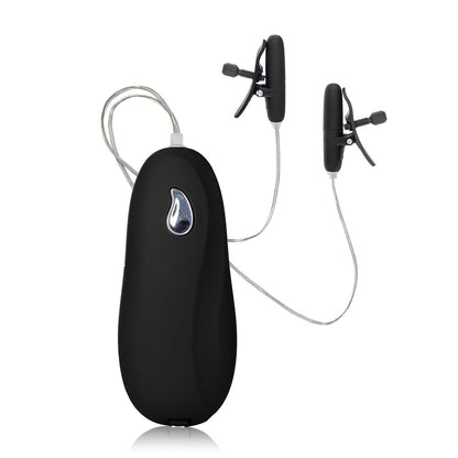 Black Heated Vibrating Nipple Teasers on white background. image 1