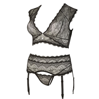 Black Lace Bralette & Suspender String Set4