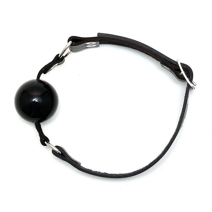 Black Leather Ball Gag on white background. image 2