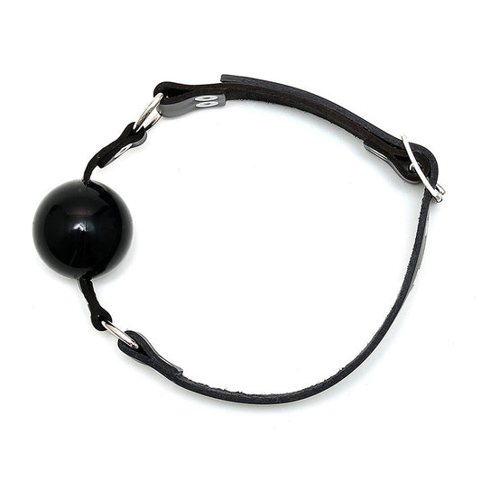 Black Leather Ball Gag on white background. image 2
