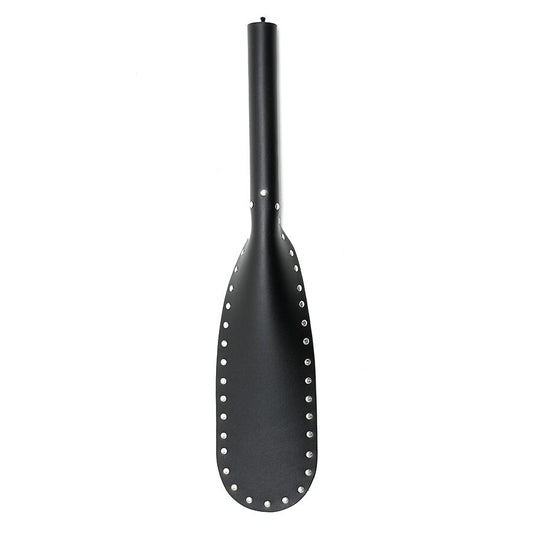 Black Leather Paddle Large on white background. image 1