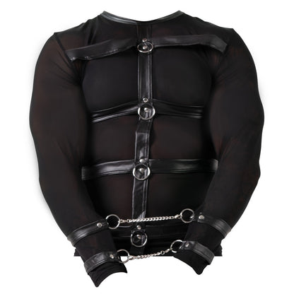 Black Long Sleeve Shirt with Harness and Restraints 3