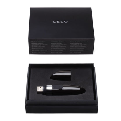 Black Luxury Rechargeable Vibrator in box on white background. image 3