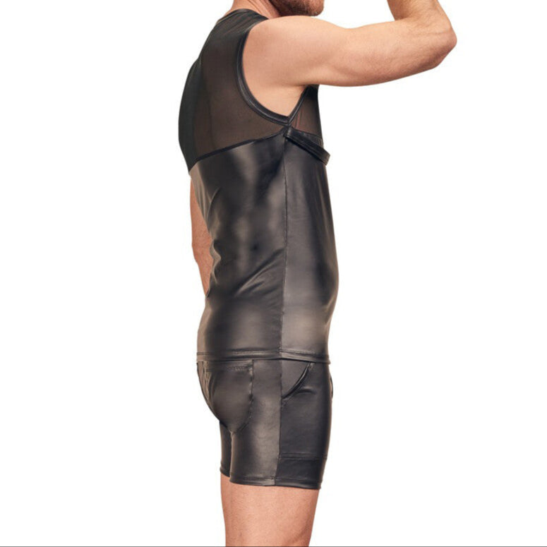 Black Matte Look Shirt With Chest Harness 3