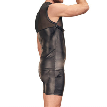 Black Matte Look Shirt With Chest Harness 3