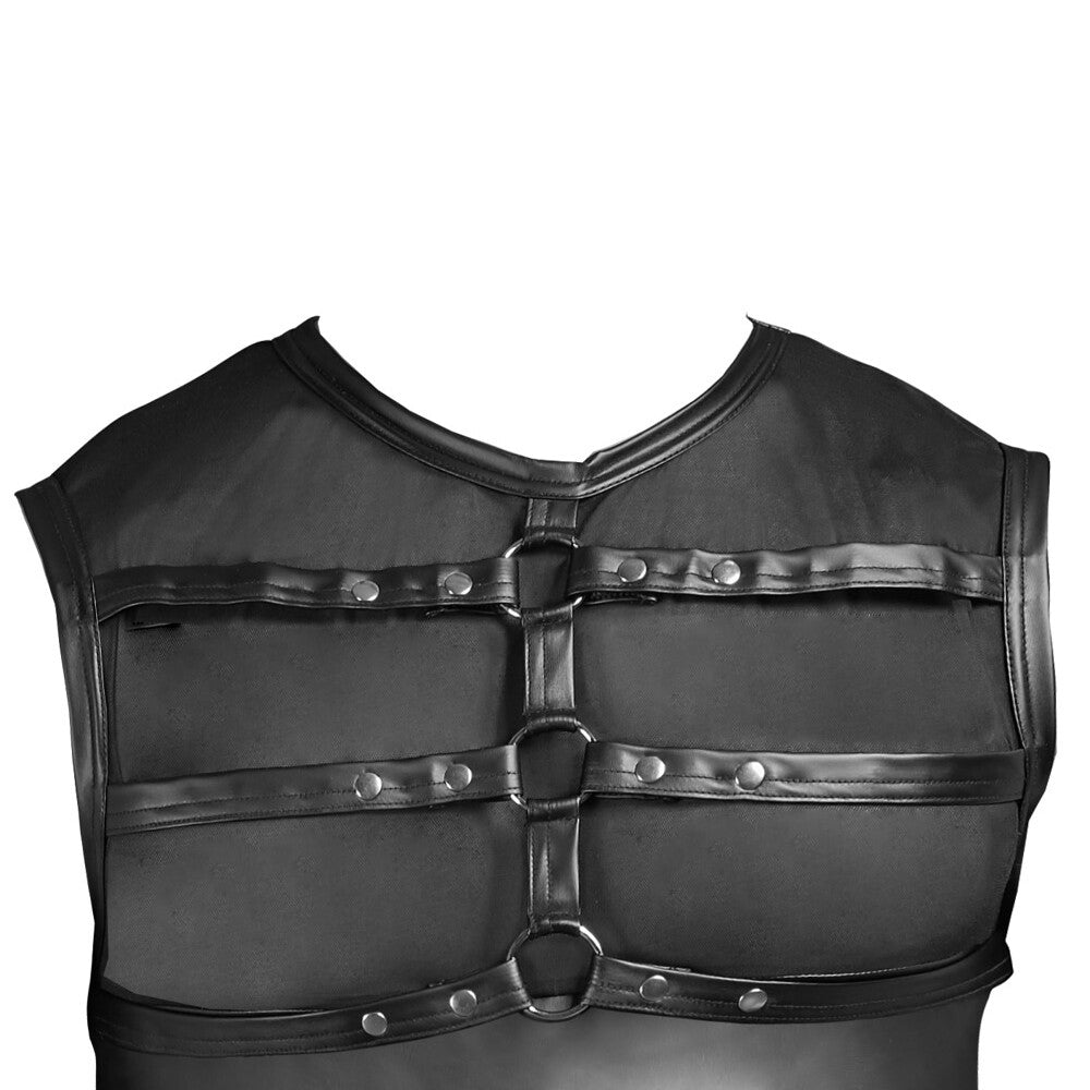 Black Matte Look Shirt With Chest Harness 4