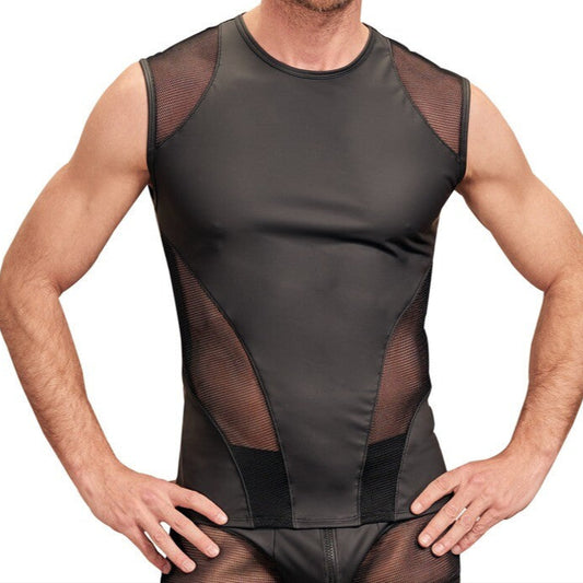 Black Matte Look Sleeveless Shirt 1