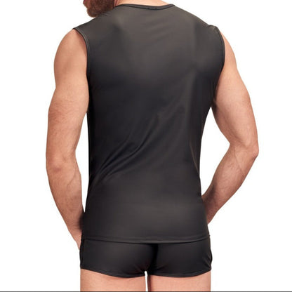 Black Matte Look Sleeveless Shirt 3
