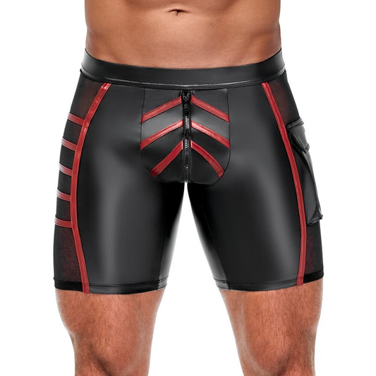 Black Matte Shorts with Red Stripes 1