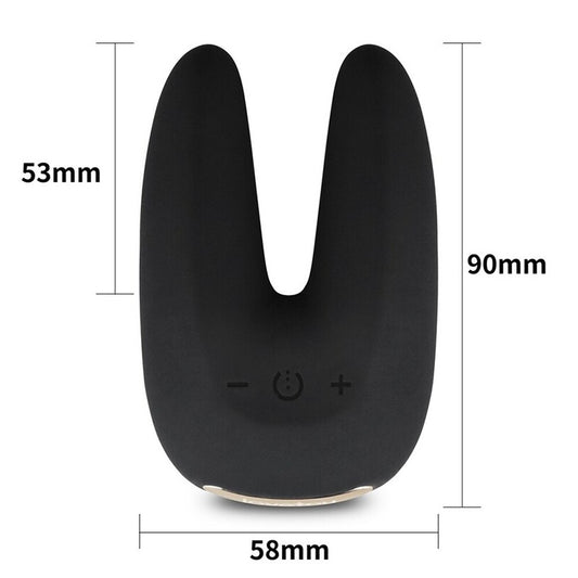 Black Rapture Twin Vibrator size guide on white background. image 2