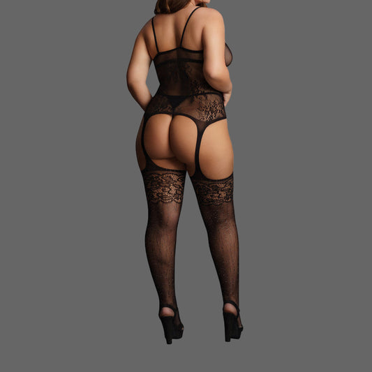 Black Rhinestone Suspender Bodystocking1
