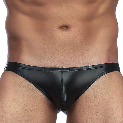 Black Sleek Wet-Look Stretch Briefs