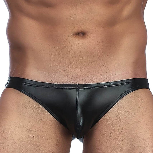 Black Sleek Wet-Look Stretch Briefs
