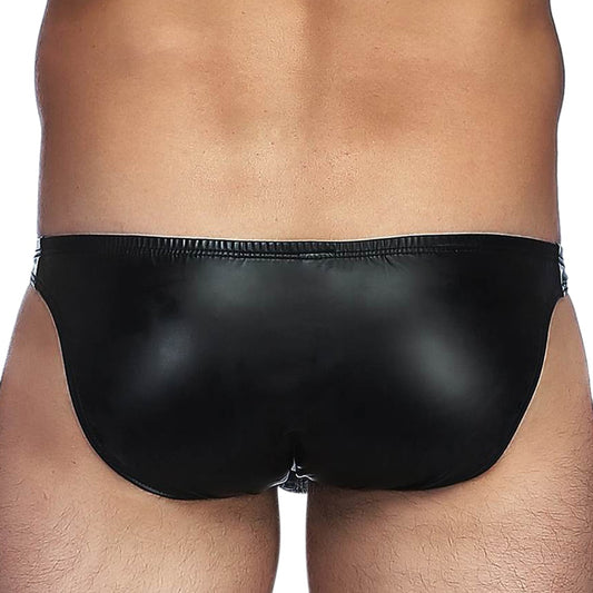 Black Sleek Wet-Look Stretch Briefs1