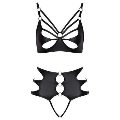 Black Strappy Bra & Crotchless Panty Set3