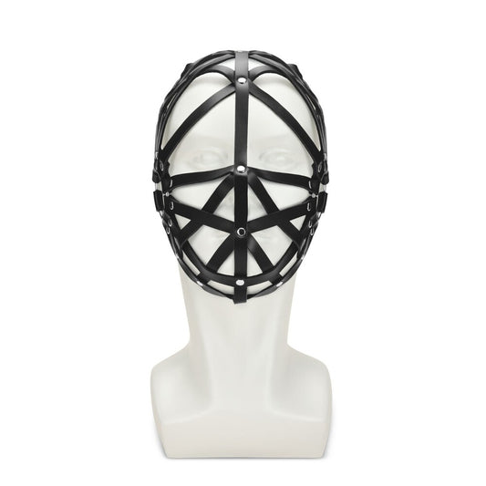 mannequin wearing Black Web Hood Mask on white background. image 1