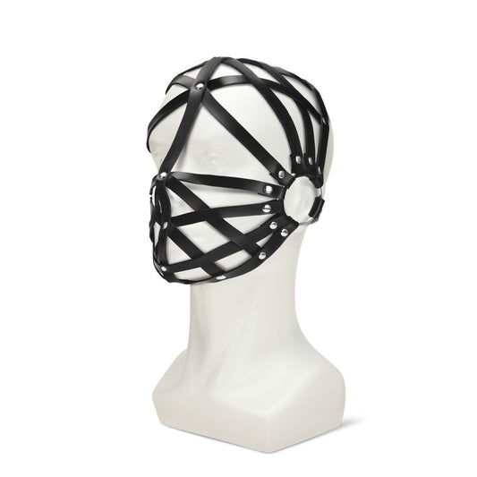 mannequin wearing Black Web Hood Mask on white background. image 2