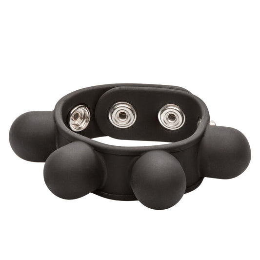 Black Weighted Ball Stretcher on white background. image 1