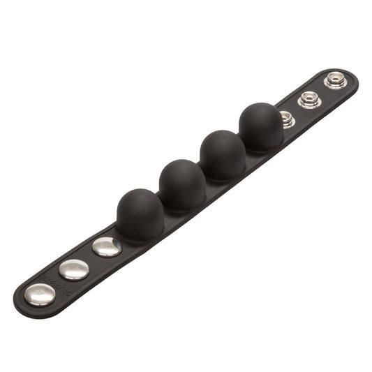 Black Weighted Ball Stretcher on white background. image 2