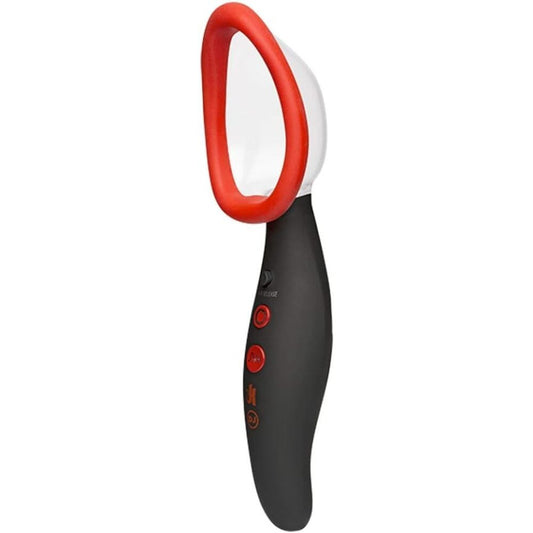 Black and Red Vibrating Intimate Pump on white background. image 1