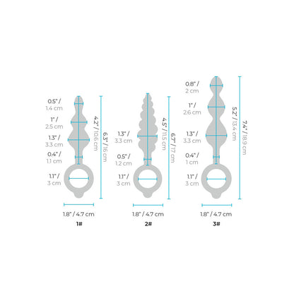 Blue Beaded Butties Bundle Set of 3 size guide on white background. image 3
