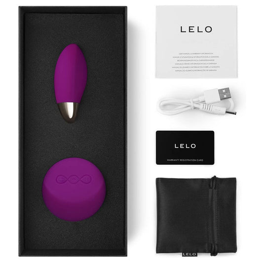 Deep Rose Vibrating Bullet with packaging and charger on white background. image 2