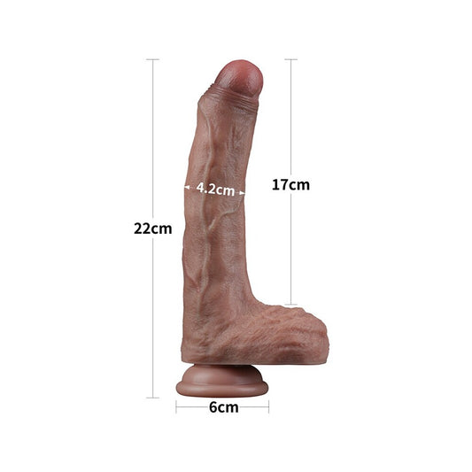 Flesh Brown Layered Dildo Large on white background. image 2
