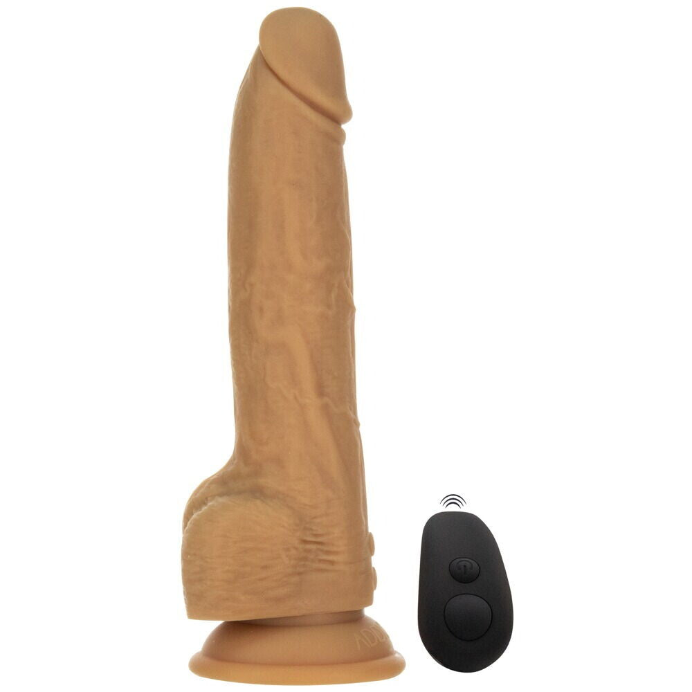 Flesh Brown Thrusting Dildo on white background. image 1