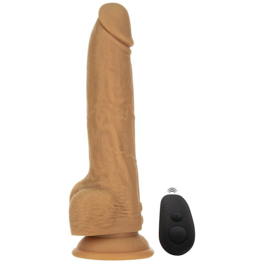 Flesh Brown Thrusting Dildo on white background. image 1