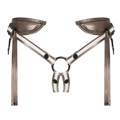 Gold Leatherette Harness One Size on white background. image 1