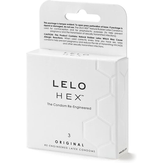 Lelo hex condoms in packaging on white background. image 1