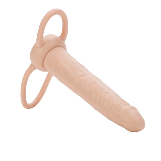 Ivory Dual Penetrator Dildo on white background. image 2