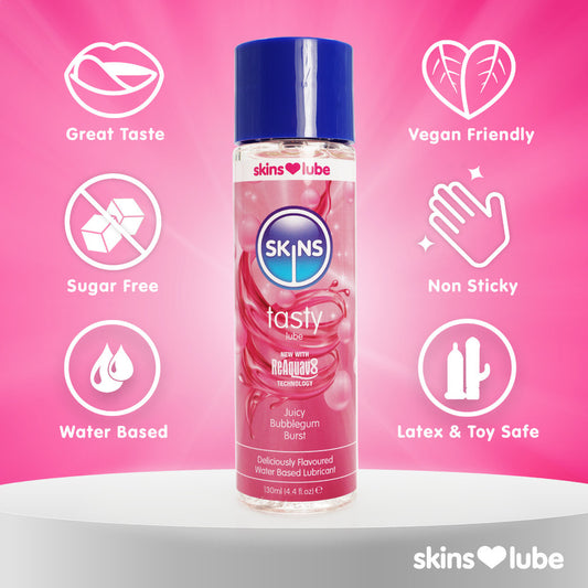 Juicy Bubblegum Blast Lubricant 130ml features on white background. image 2