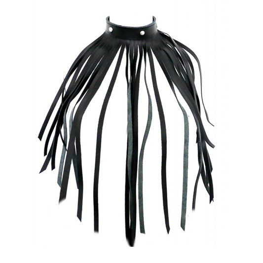 Leather Fringe Necklace Collar on white background. image 1