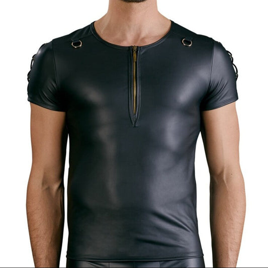 Matte Black Straight Cut Shirt with D-Rings 1