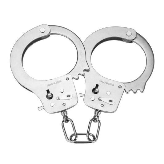 Metal Bondage Handcuffs on white background. image 1