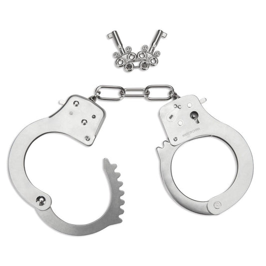 Metal Bondage Handcuffs on white background. image 2