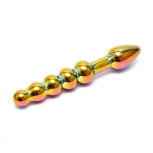 Multi Coloured Glass Anal Probe on white background. image 1