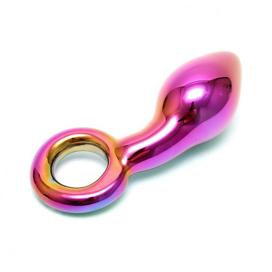 Multi Coloured Glass Kaleigh Dildo on white background. image 1