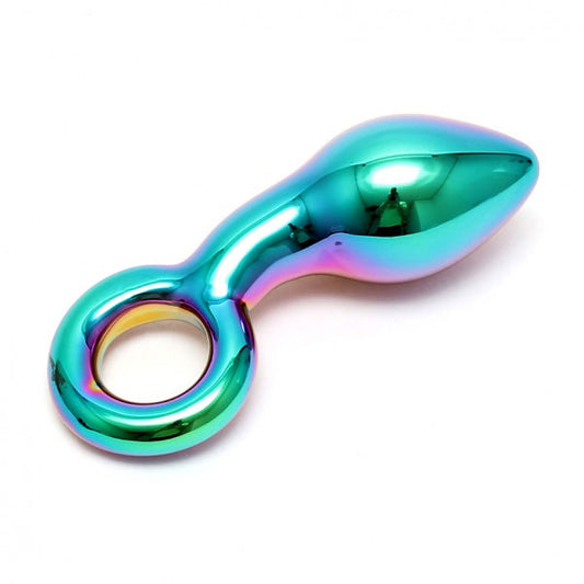 Multi Coloured Glass Kaleigh Dildo on white background. image 2