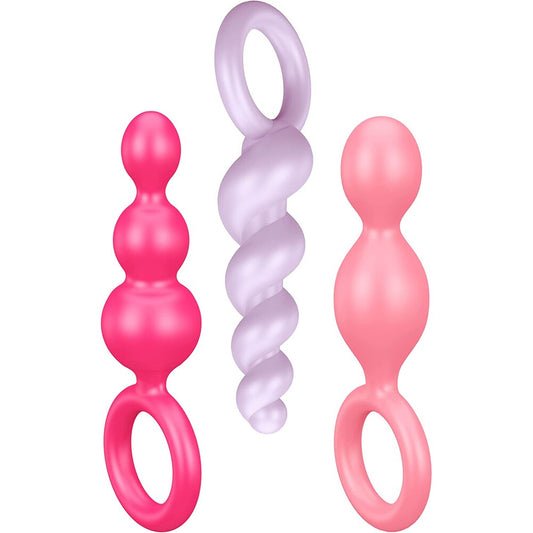 3 multicolour anal beads on white background. image 1