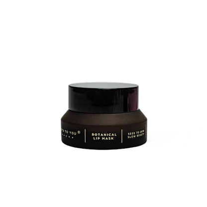 Black lip mask jar with brand name on a white background