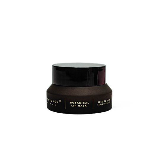 Black lip mask jar with brand name on a white background