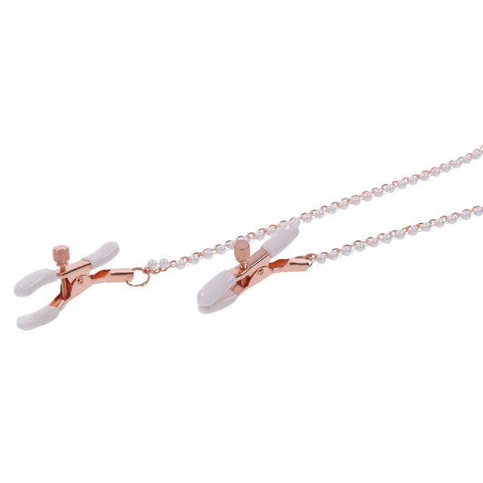 Pink Sex and Mischief Collar with Nipple Clamps on white background. image 2