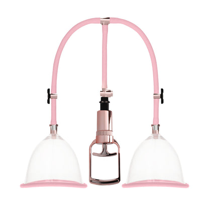 Pink and Rose Gold Breast Pump Medium on white background. image 1