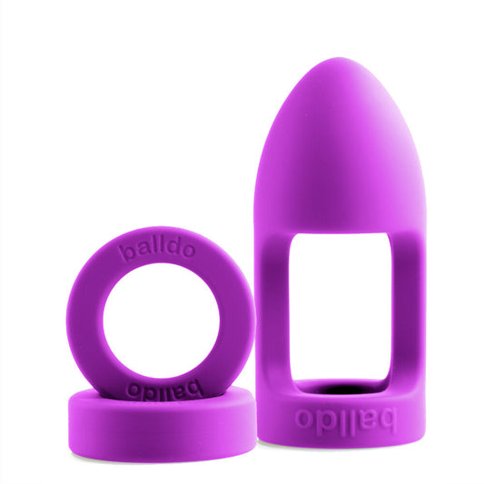 Purple Ball Dildo on white background. image 1